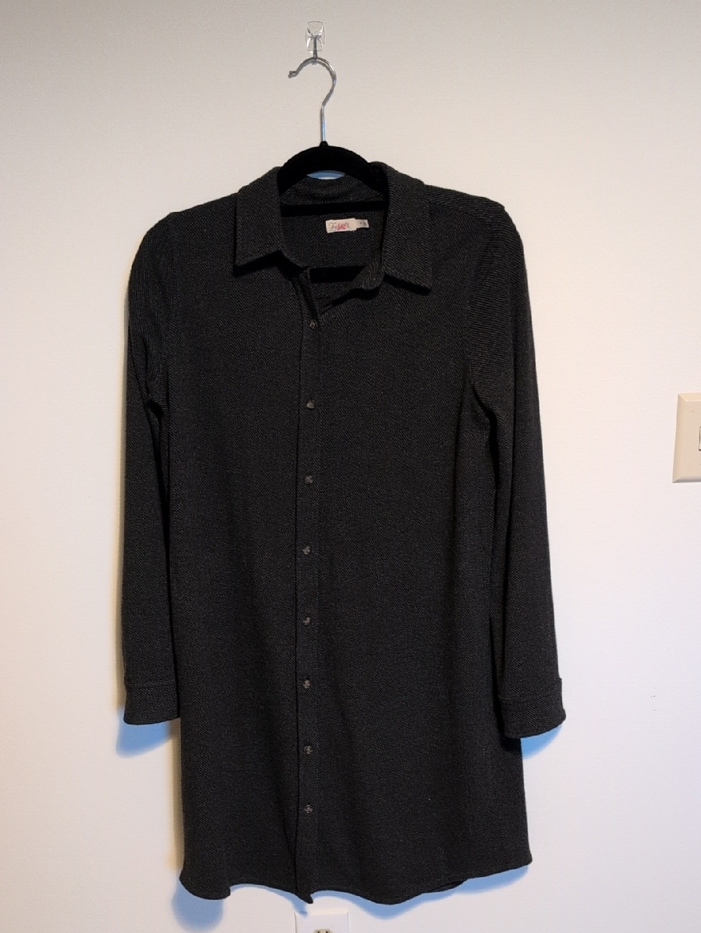 Faherty Black Button-Front Shirt Dress